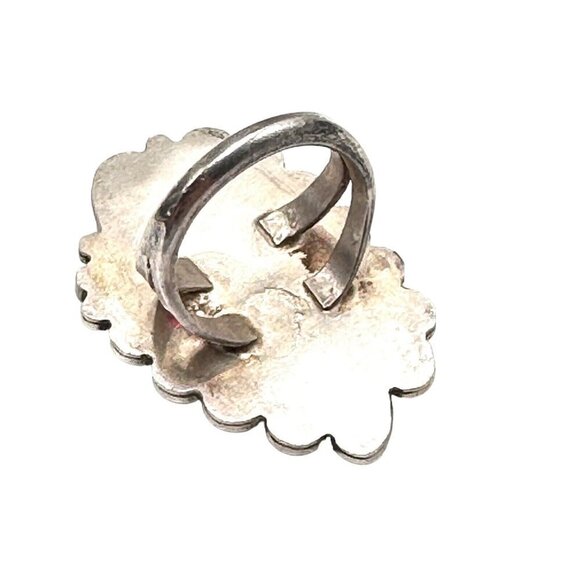 Vintage Native American Blue Turquoise Sterling Silver Ring Size 7.5 13 Grams - Picture 4 of 6